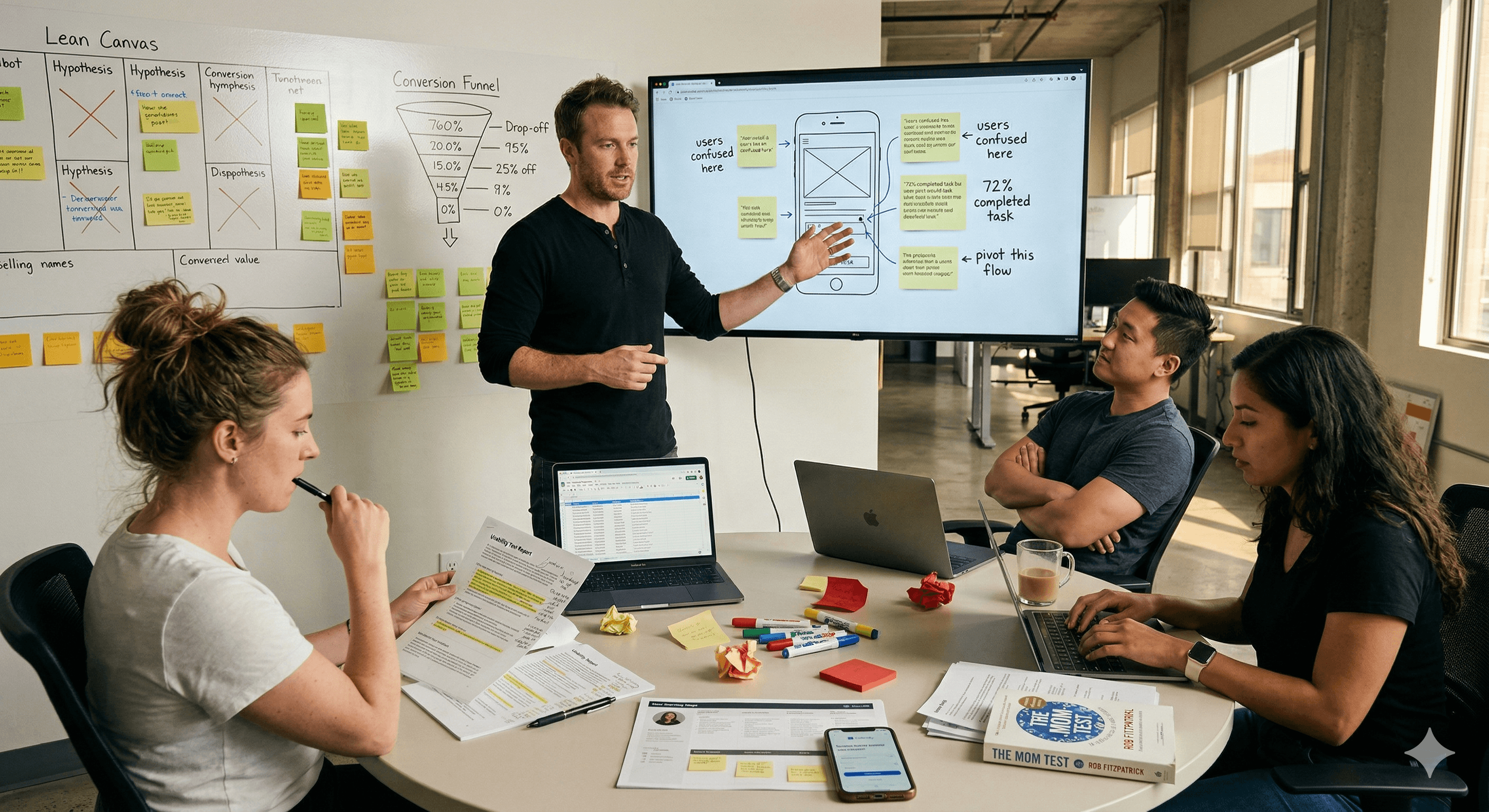 Team collaborating on AI upskilling